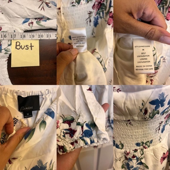 Urban Outfitters Lumiere Ivory/Red/Blue Floral Print Dress SZ M - Picture 15 of 16